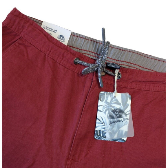 Havana Jim Brick Red Lazy Joe Elastic Waist Shorts New Size 30 Mens Drawstring - Picture 7 of 7